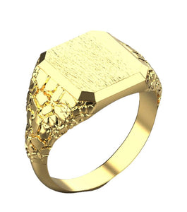 Men's 18k Gold Signet Nugget Ring