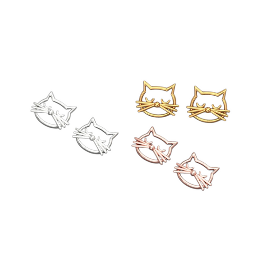 14k Gold Cat Earrings