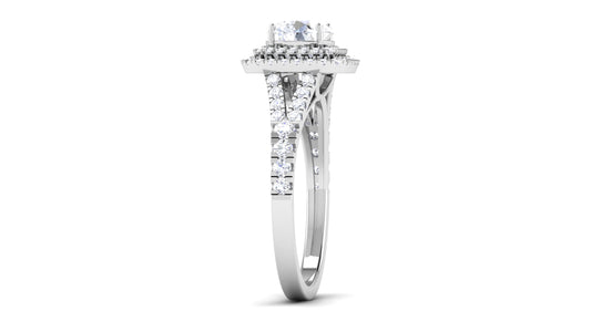 18k Double Halo Solitaire Ring