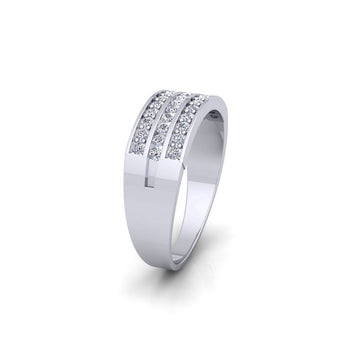 Mens 14k Three Row Diamond Ring