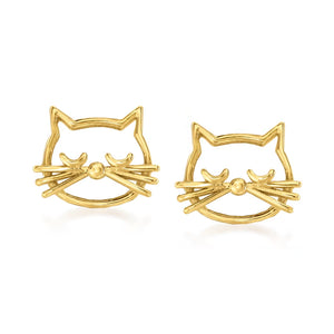 14k Gold Cat Earrings