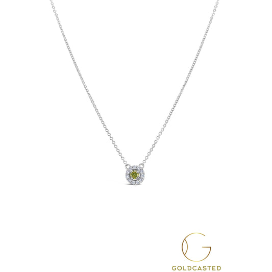 14k Gold Diamond Halo Pendant & Earring Set