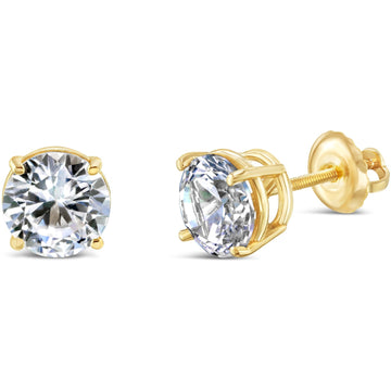 14k Solitaire Diamond Stud Earrings