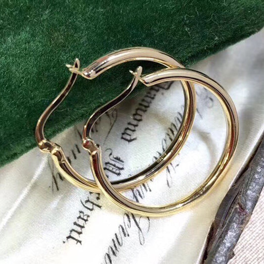 18k Gold Round Hoop Earrings