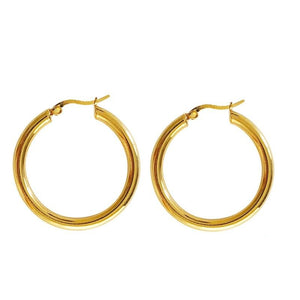 18k Gold Round Hoop Earrings