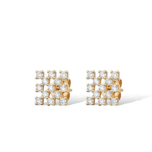 14K Yellow Gold Square Stud Earrings