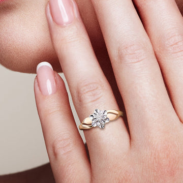 Two-Tone Elegant Flower Gold Ring