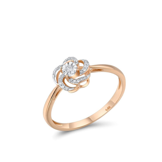 Two-Tone Diamond Flower Ring